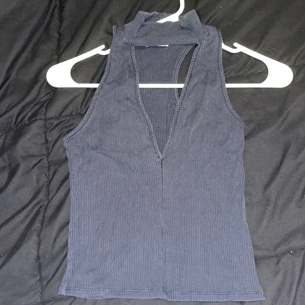 Silence and Noise Black Choker Low Cut Tank Top